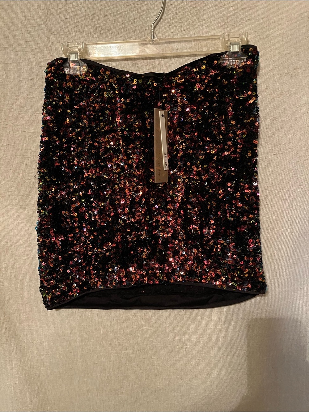 DoBe Sequin Mini Skirt - Black Multi